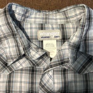 Wrangler Blue Plaid Snap Button Western Shirt
